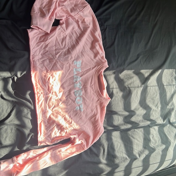 Pink Playboy cropped sweatshirt - Picture 1 of 3